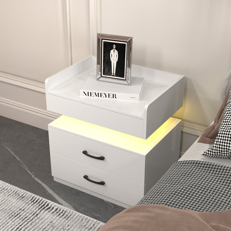 Ensemble de table de chevet avec lumière DEL réglable