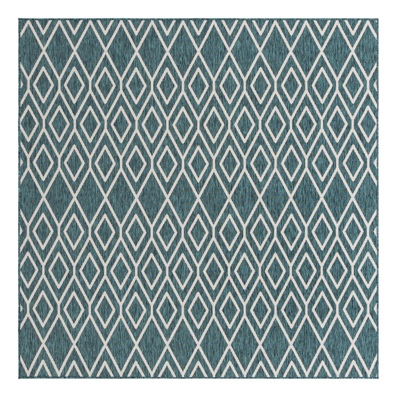 Tapis intérieur / extérieur Turks and Caicos, Sarcelle, Carré 7 pi 10 po