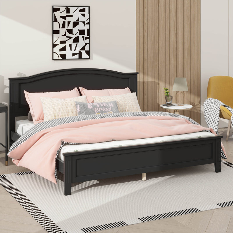Lit plateforme très grand avec tête et pieds robustes, Black