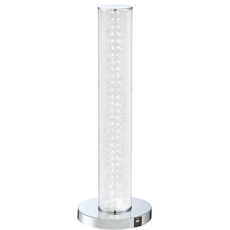 Corine Metal USB Torchiere Lamp, Speckled
