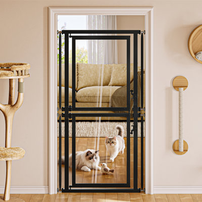 73.6" Extra Tall Pet Gate, Adjustable 29.5-32.3" Wide, Full Clear Acrylic Panel, Narrow 1.37" Gaps, No Drilling Pressure Mounted, Auto-Close, Kids & Pets Safety Gate for Stairs Doorway Hallway