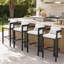 Tabouret de comptoir d'extérieur en aluminium, chaise de bar, structure noire avec coussin gris, ensemble de 4-648867438