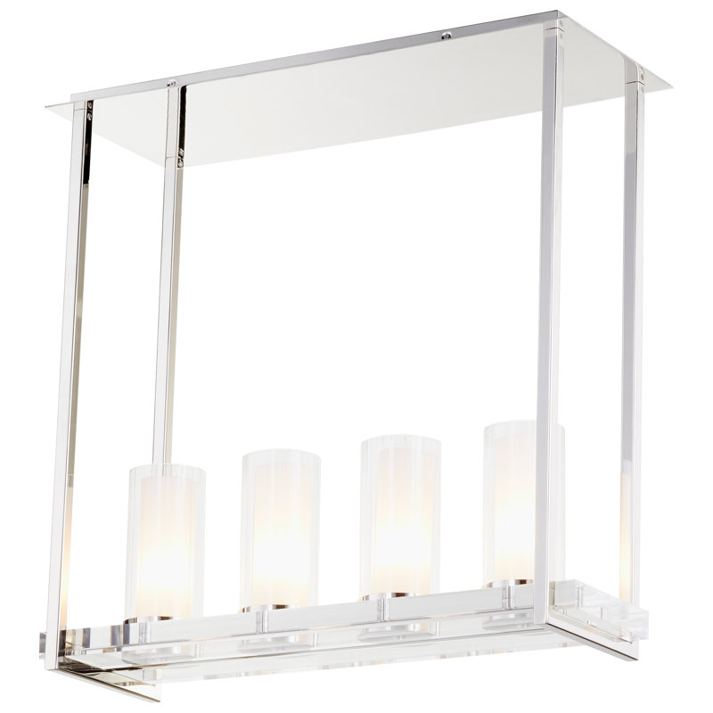 Luminaire suspendu linéaire pour îlot de cuisine 4 lumières Orion, Nickel poli
