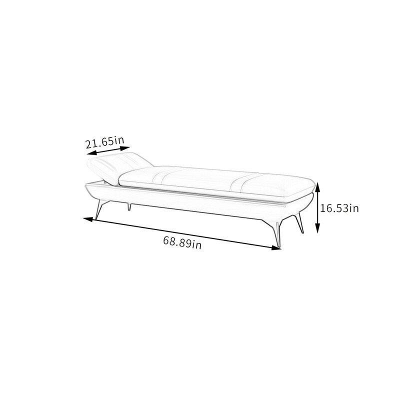 Banc rembourré Netram, H 16,53 po x l 68,89 po x P 19,68 po, Beige / gris foncé