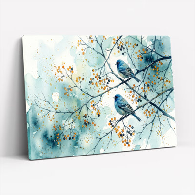 Ensemble de 1 tableau sur toile représentant des oiseaux et des branches