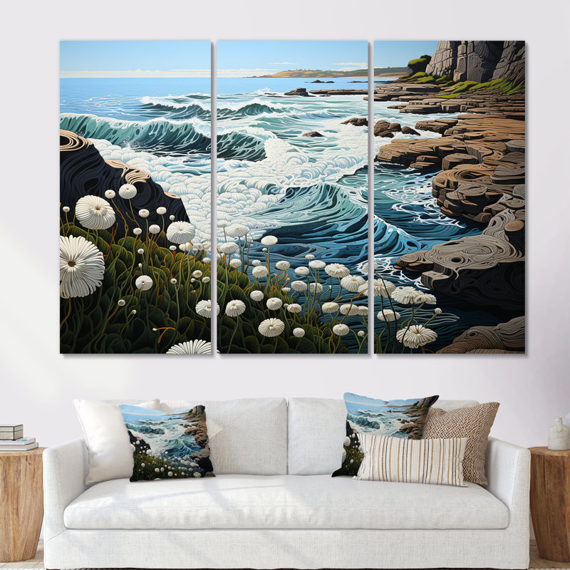 «Wild Beachscape Landscape IV - Coastal Coral Under Water», ensemble d'art sur toile, Toile tendue