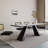 White+Black Rectangular Stone+Iron Butterfly Leaf Dining Table-1111255458