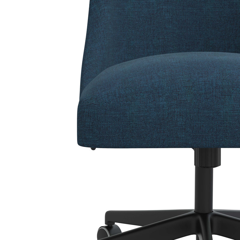 Chaise de travail pivotante réglable en hauteur Acosta, Lin texturé bleu marine Zuma