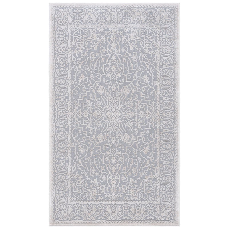 Calidia Floral Light Gray/Cream Area Rug, Rectangle 2'3" x 4'