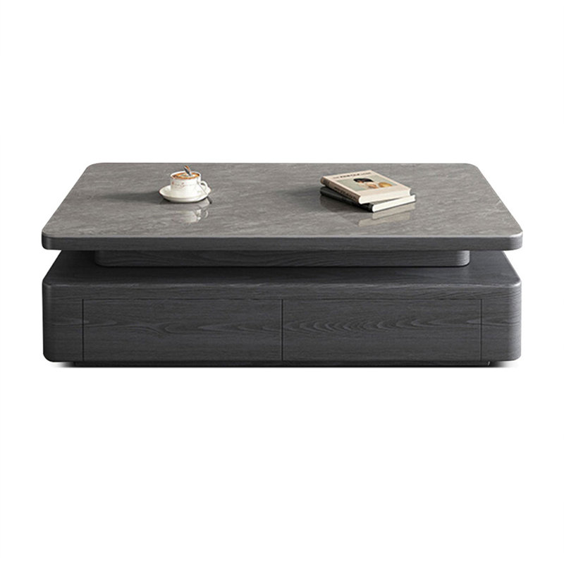 Table basse rectangulaire en bois manufacturé gris, H 16,54 po x L 51,18 po x l 27,56 po