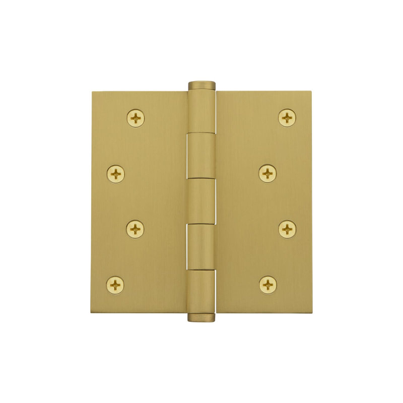 4'' x 4'' Brass Butt Bearing Hinge, Satin Brass