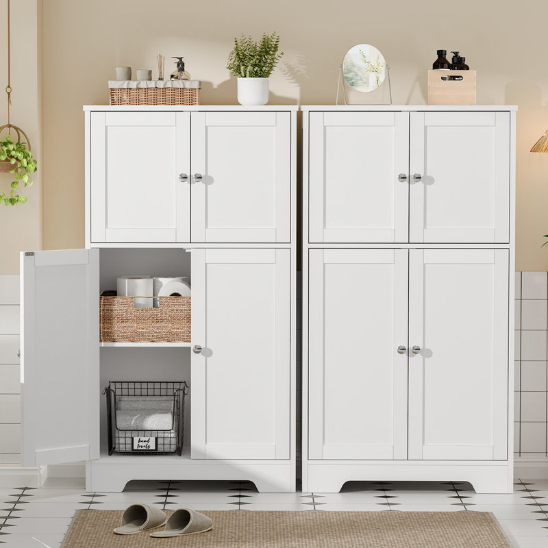 Armoire de rangement Jussiah avec 4 portes et tablette réglable, Blanc