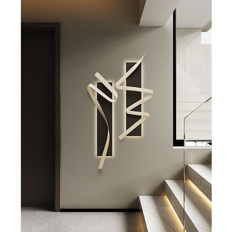 Peinture murale italienne minimaliste avec lumières dans l'entrée, H 41,34 po x l 23,62 po x P 1,18 po