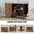 47" Sideboard Buffer Cabinet with Fluted Slide Doors, Tambour Storage Cabinet with Adjustable Shelves-68167557