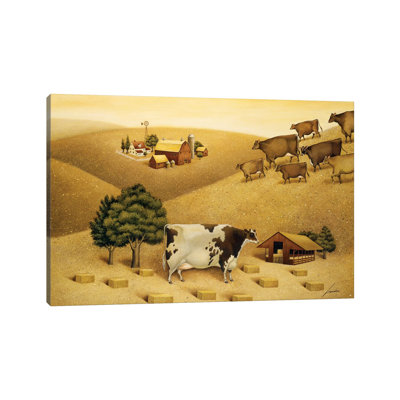 Cow on a Summer Hill 1 Piece Wrapped Canvas Painting