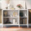 Armoire de rangement 3 portes avec poignées en métal Cabinets, l 48 po x P 17,7 po x H 31,9 po | Contemporain | Blanc cassé