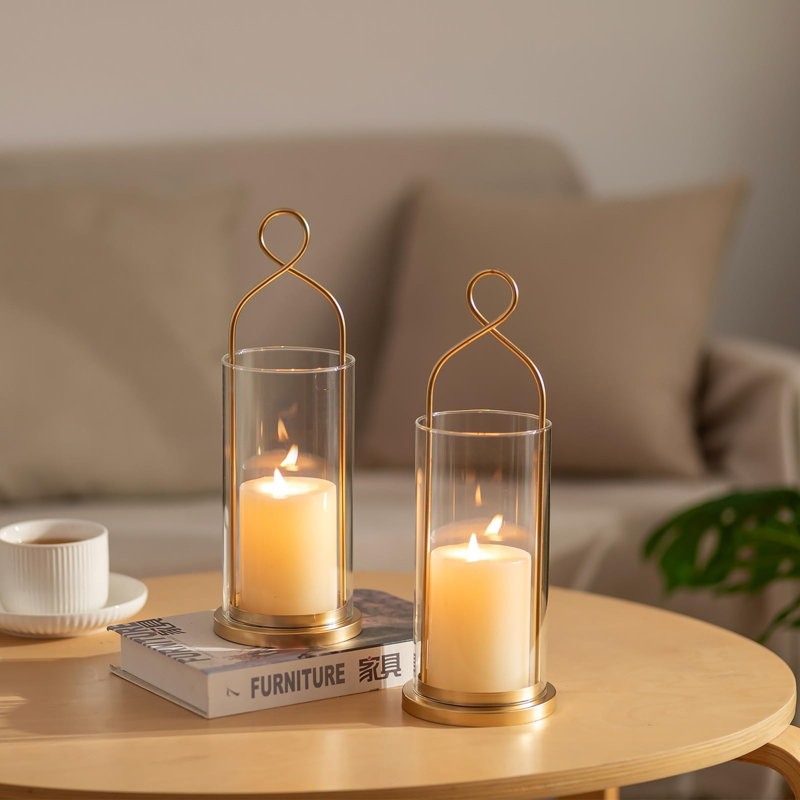 Ensemble de 2 appliques pour bougie, Doré