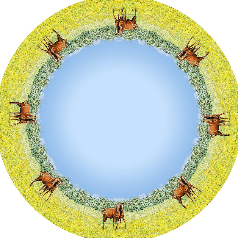 Horse Round Tablecloth, 58" W Round