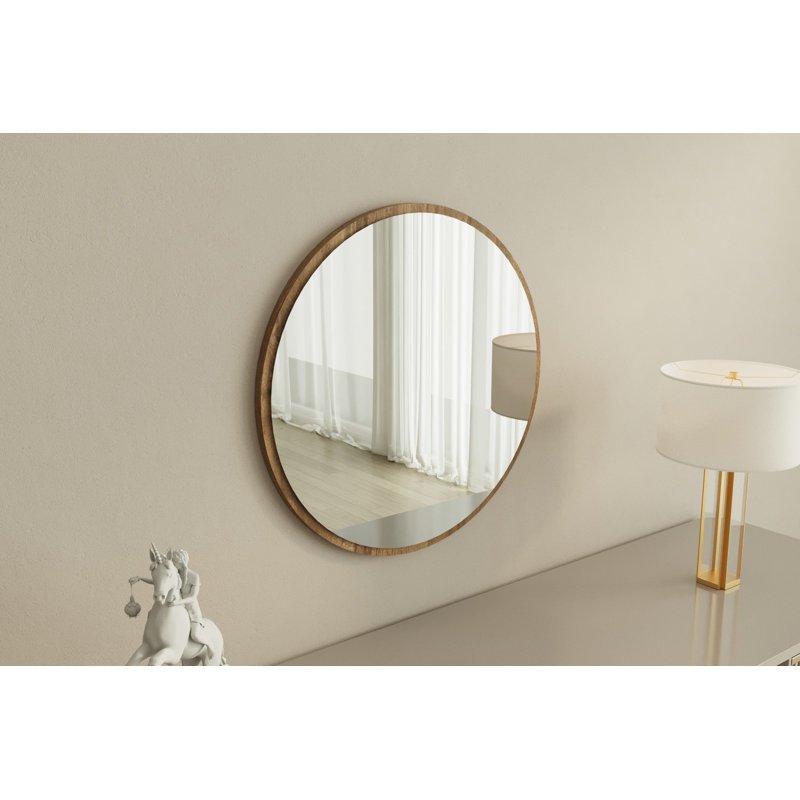 Bisou Round Wall Mirror, Brown
