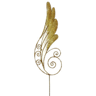 38.5" Gold Iridescent Glitter Angel Wing Artificial Christmas Craft Pick