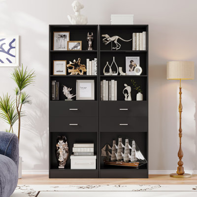 79" Bookcase With Drawers And Adjustable Shelves