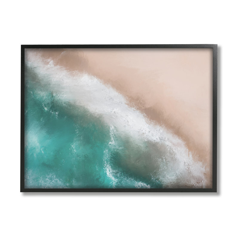 Bb-390-Vue aérienne en mousse de plage encadrée sur bois par Marcus Prime, impression, Giclée encadrée noir minuit