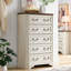 Commode de chambre à coucher à 5 tiroirs Theron Farmhouse, commode haute en bois, rangement pour garde-robe de chambre à coucher-1063068609