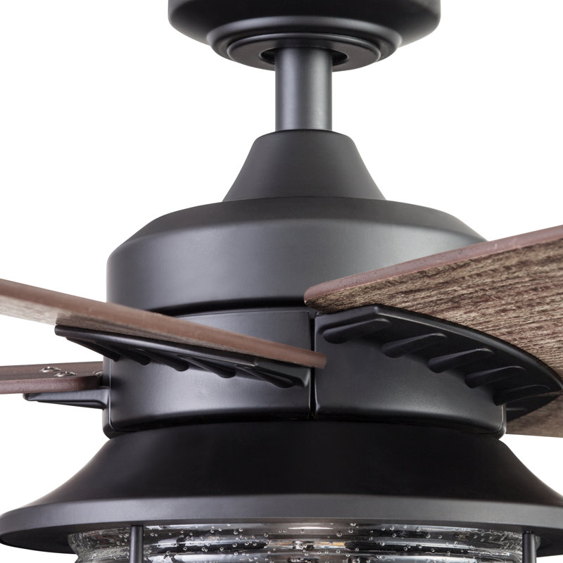 52" Matte Black Farmhouse Ceiling Fan with Reversible Blades and Light