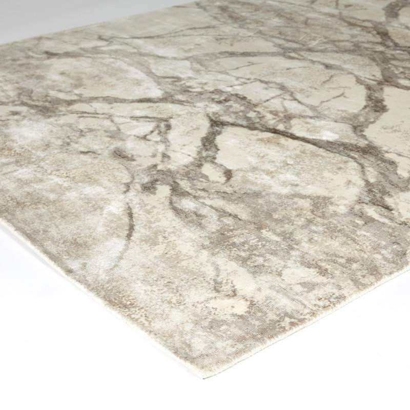 Mirror Match Marble Area Rug in Beige/Gray, Rectangle 5' x 8'