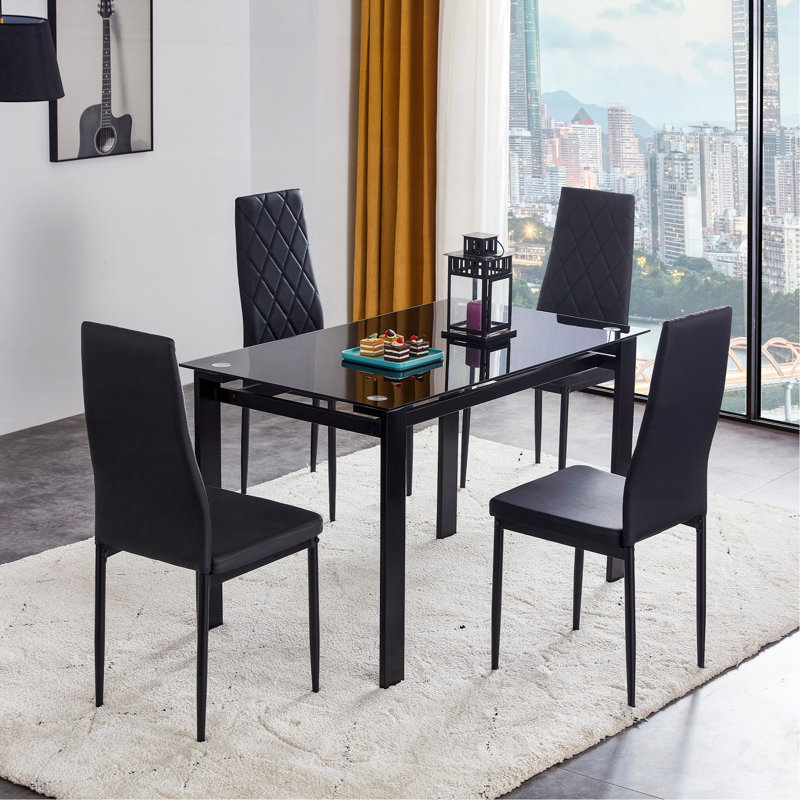 Ensemble de table de salle à manger 5 pièces, table et chaise, 5 pièces: table, 4 chaises