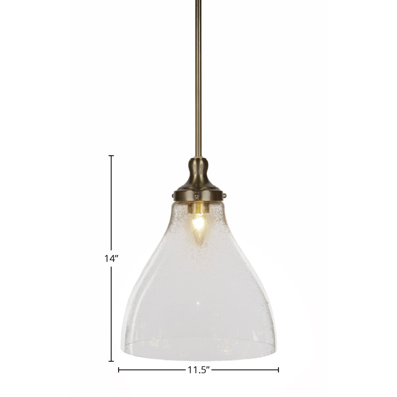 Luminaire suspendu en verre Elraine, Bulle transparente, H 14 po x l 11,5 po x P 11,5 po, Laiton New Age