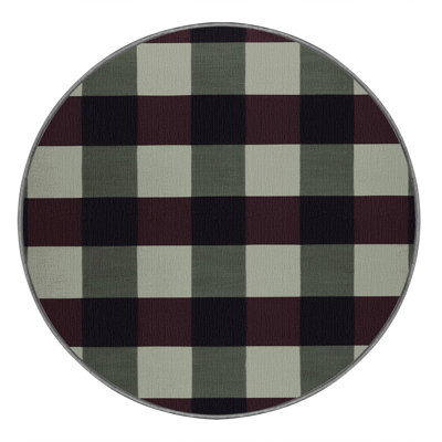 Machine Washable Checkered Brown Area Rug