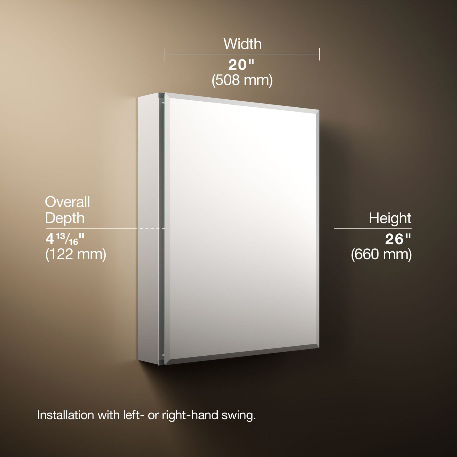 CLC Recessed Aluminum Medicine Cabinet, 26" H x 20" W x 4.81" D