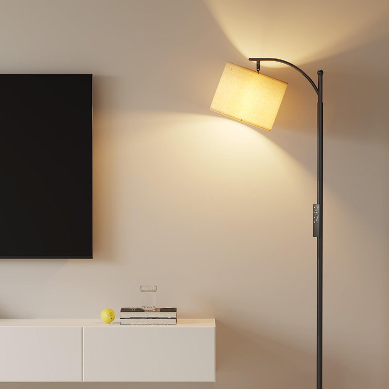Latitude Run 61.5" Arc Floor Lamp with Remote Control, Black