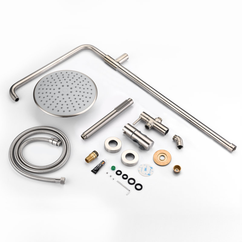 Brushed Nickel Adjustable Rain Shower System with Handheld