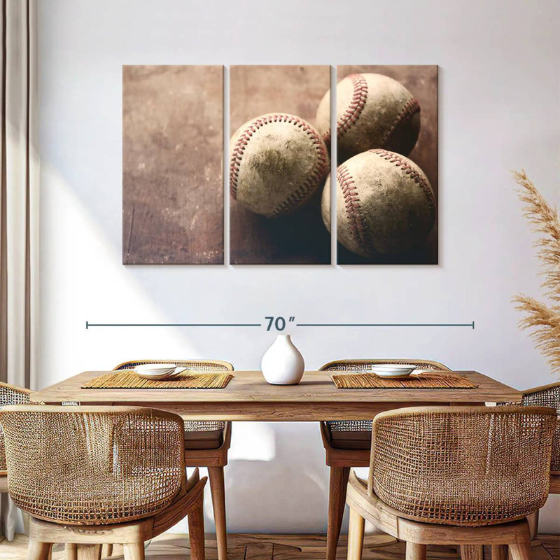 Trio de baseball Sireci, H 36 po x l 57 po
