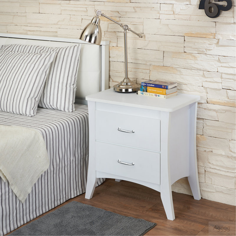 White 2-Drawer Nightstand