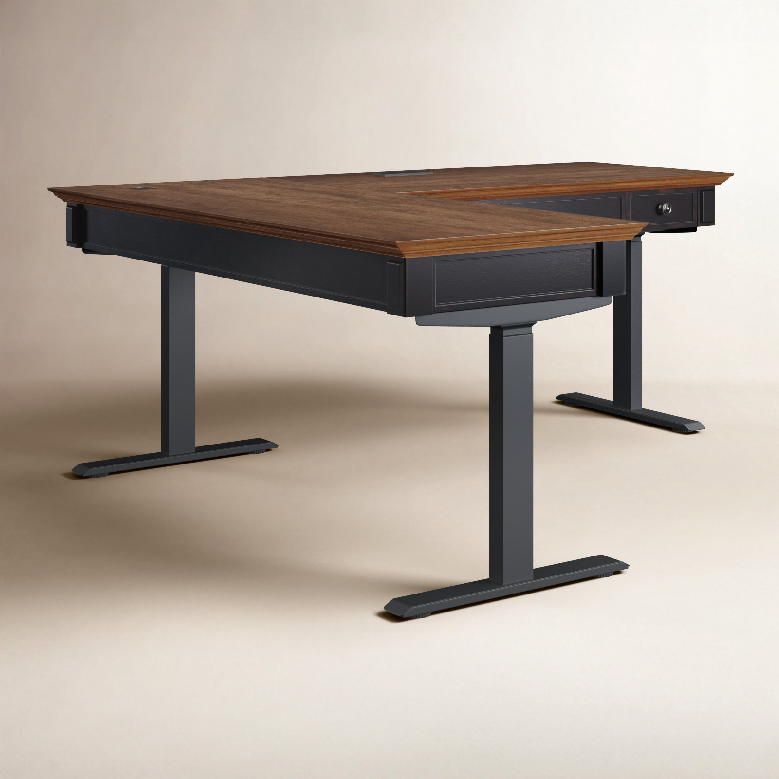 Emelia 60 " Adjustable Height Standing Desk, Black/Brown