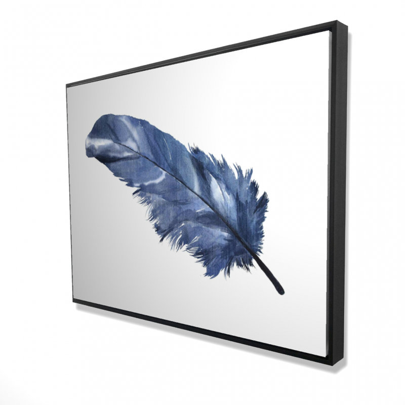 Blue Feather Print On Canvas