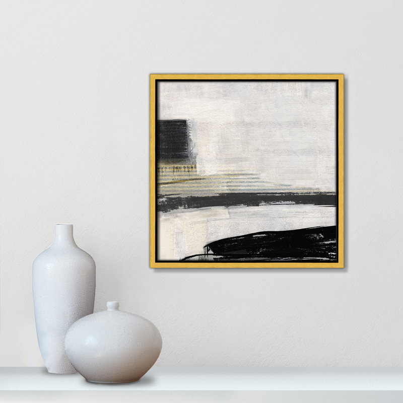 «La Bande I Print» par Sally Swatland, Cadre flottant doré, H 13,5 po x l 13,5 po