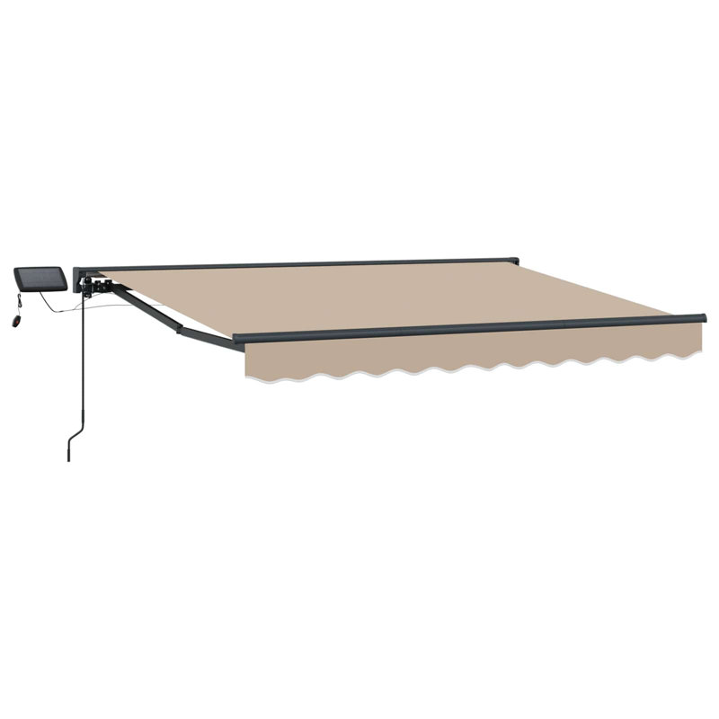 vidaXL Polyester Retractable Patio Awning, 165cm H x 350cm W x 250cm D, Beige/Black