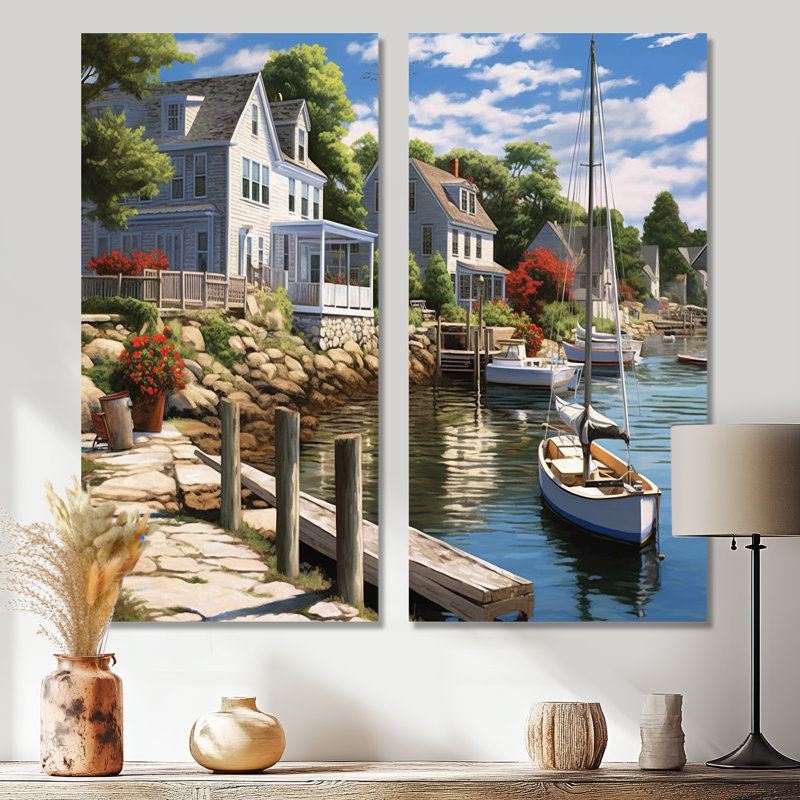 Port Connecticut's Charm - Paysages Connecticut Wall Decor, H 40 po x l 40 po, Toile tendue, Ne s’applique pas
