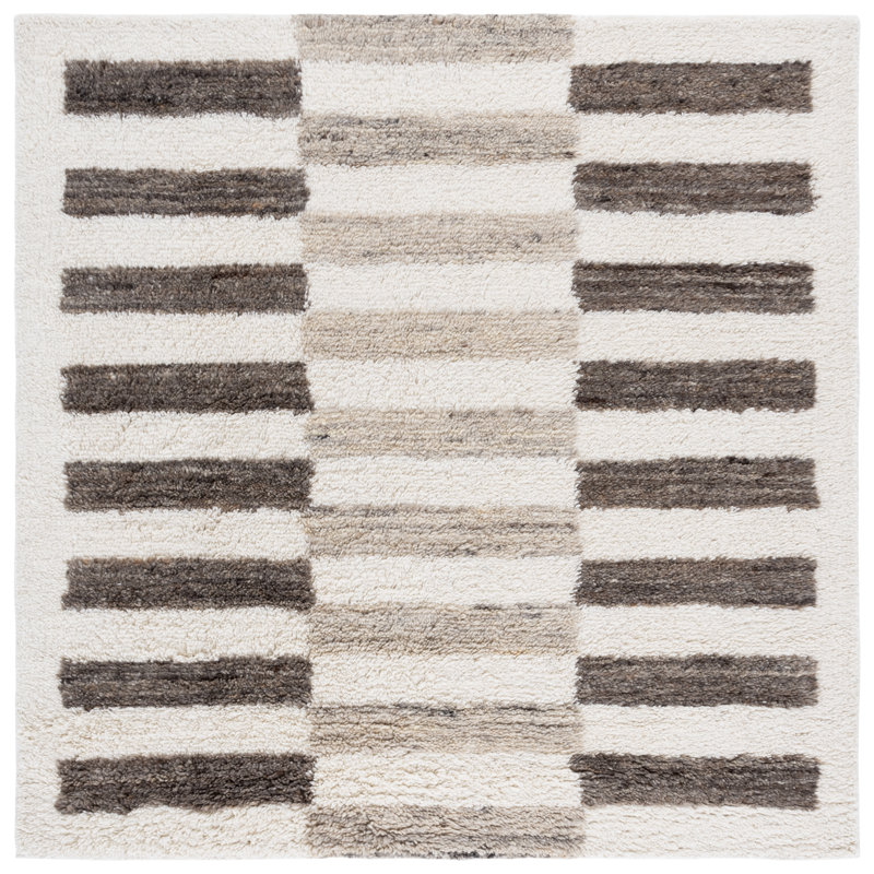 Kairese Hand Tufted Wool Pile Striped Rug, Square 6'