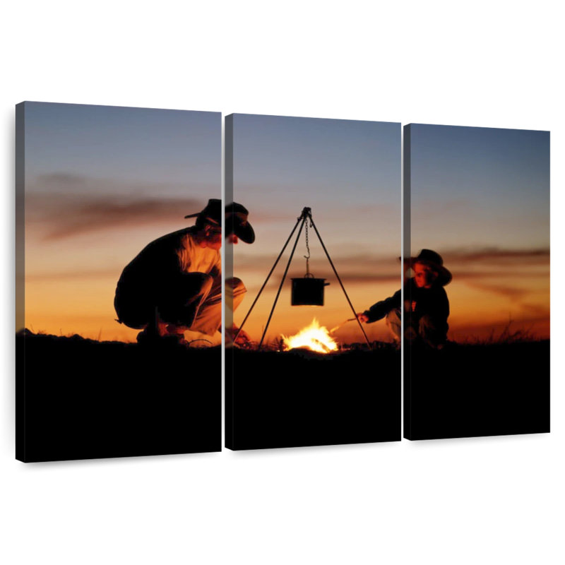 Father And Son Camping, 20" H x 33" W