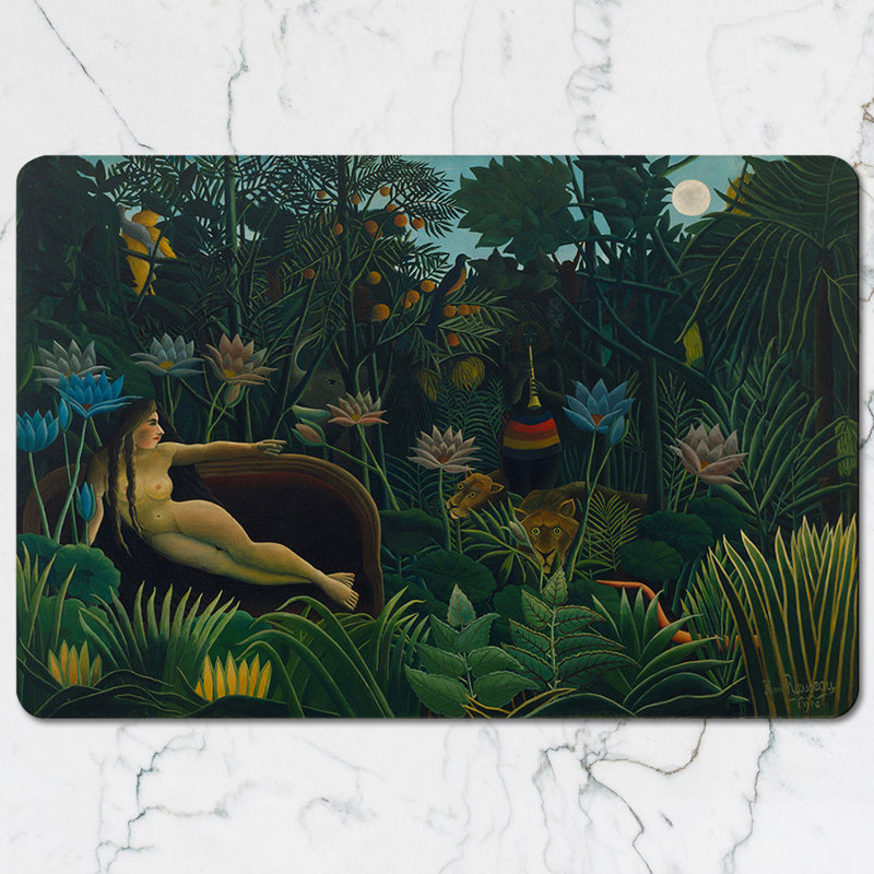 Jungle Scene Placemat And Coaster Set With Reclining Figure Artwork