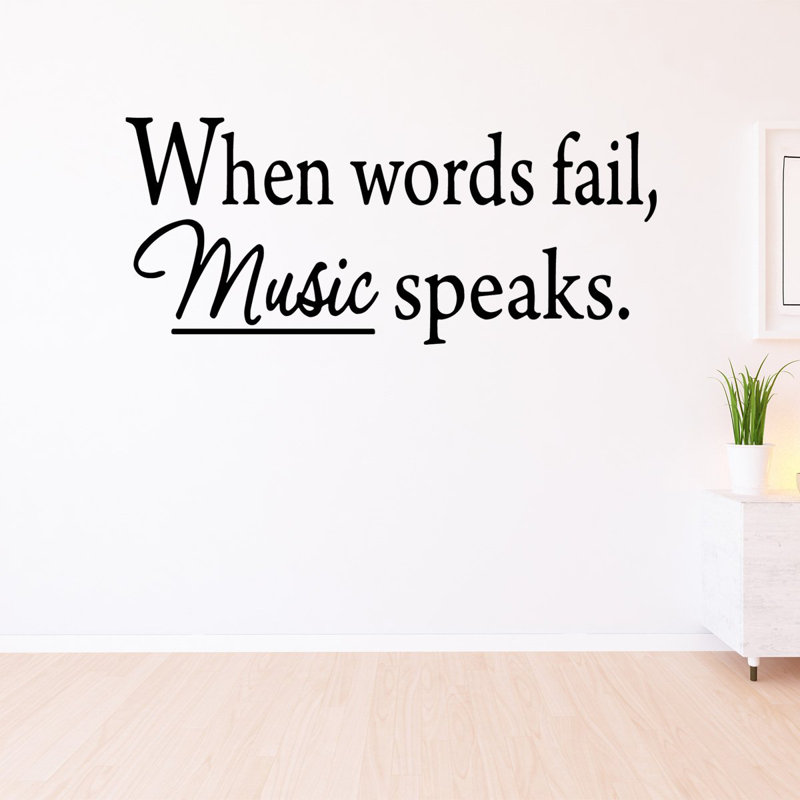 Décalcomanie murale "lorsque des mots" fail music parle " Drumfane, 10,5 x 22