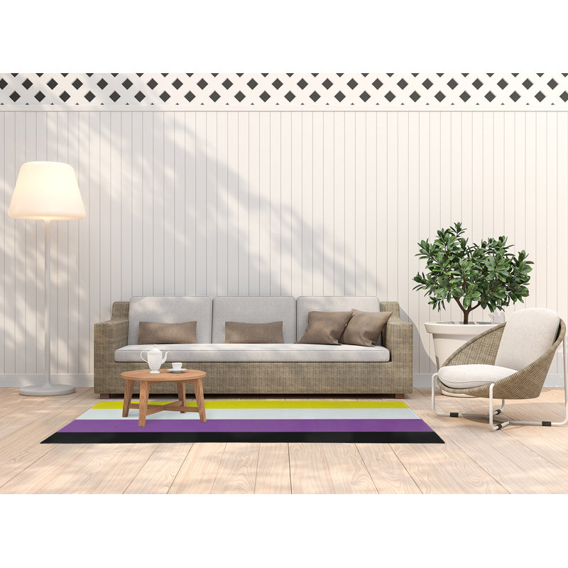 Tapis en chenille tissé à la machine Samoni - mauve / blanc / noir, Rectangle 3 pi x 5 pi