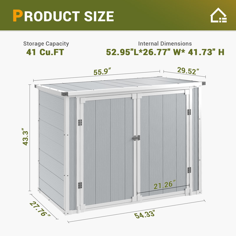 4.5 Ft X 2.3 Ft Outdoor Horizontal Storage Shed, Light Gray