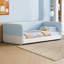 Lits jumeaux sécurisés au sol, cadre en bois en velours bleu, style Montessori moderne-1544553773