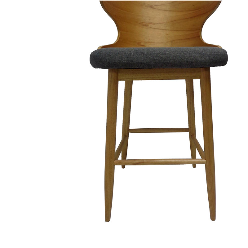 Tabourets de bar modernes rembourrés (gris anthracite et naturel, ensemble de 2)